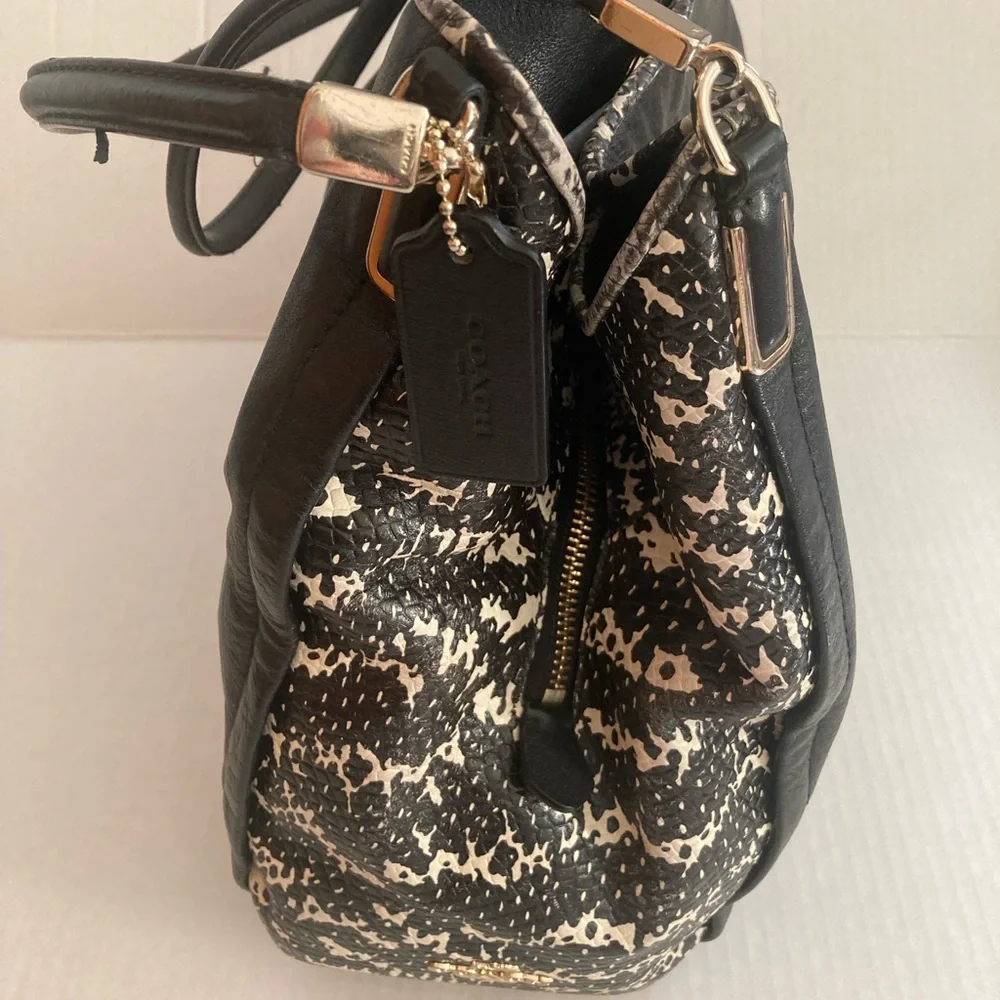 Coach Black Satchel with Piton Trim